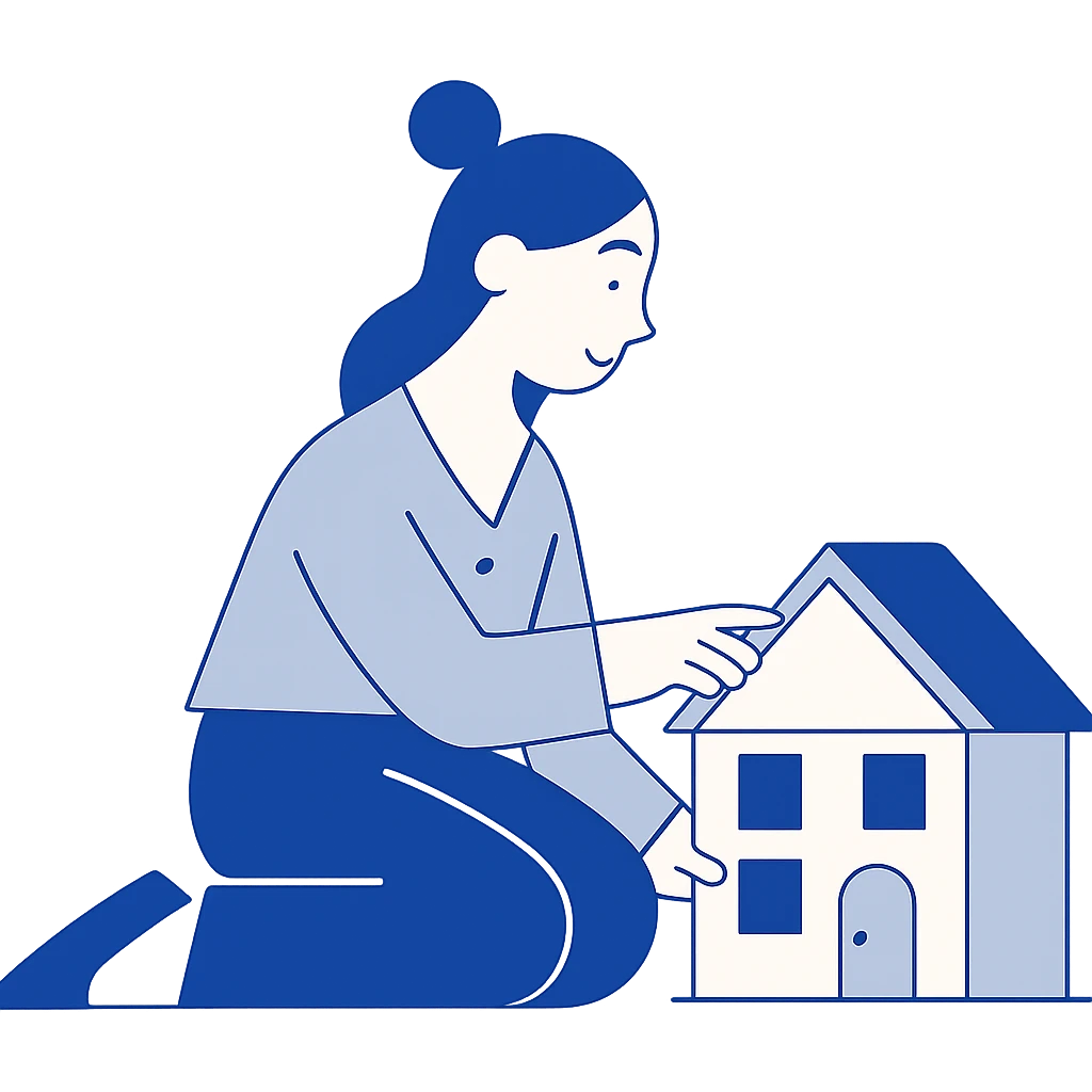 girl playing with doll house emoji