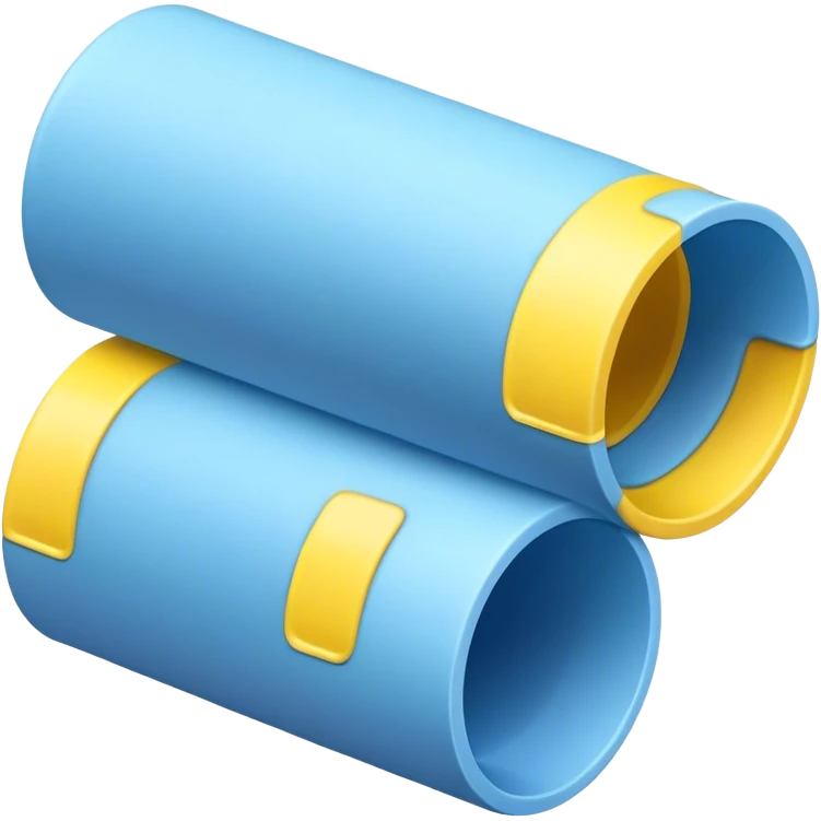 A single blue foam tube with yellow ends on both end, not hollow, front view emoji