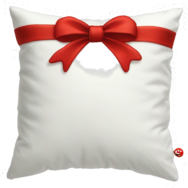 Aesthetic white pillow with red bow emoji