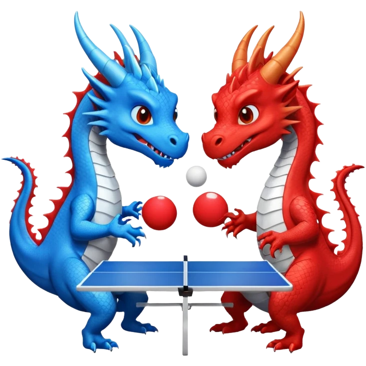 deux dragons qui jouent au ping pong sans la table emoji