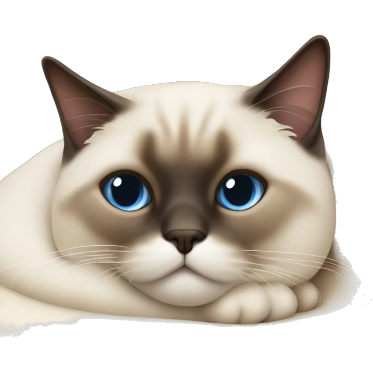 fluffy siamese cat curled up sleeping emoji