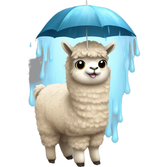Multiple alpaca holding the raining earth emoji