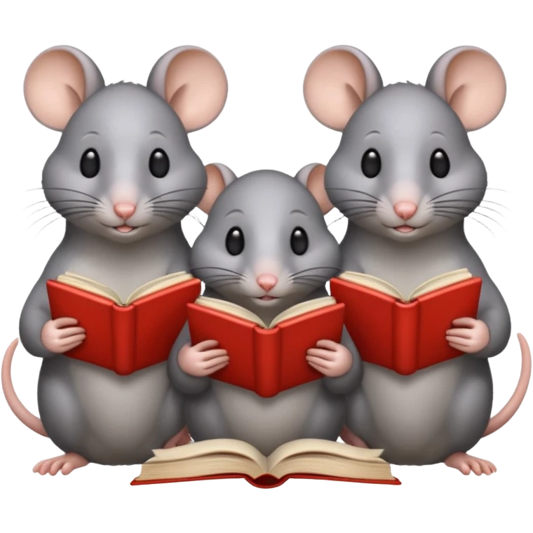 3 grey rats reading books  emoji