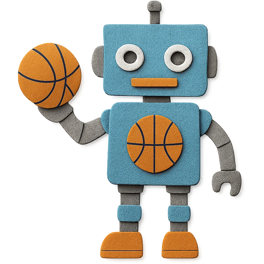 a basketball robot, paper craft style emoji