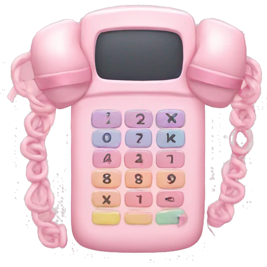 pastel pink phone with bows emoji