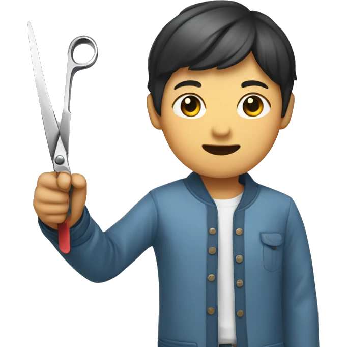 A Korean is holding scissors in his hand emoji