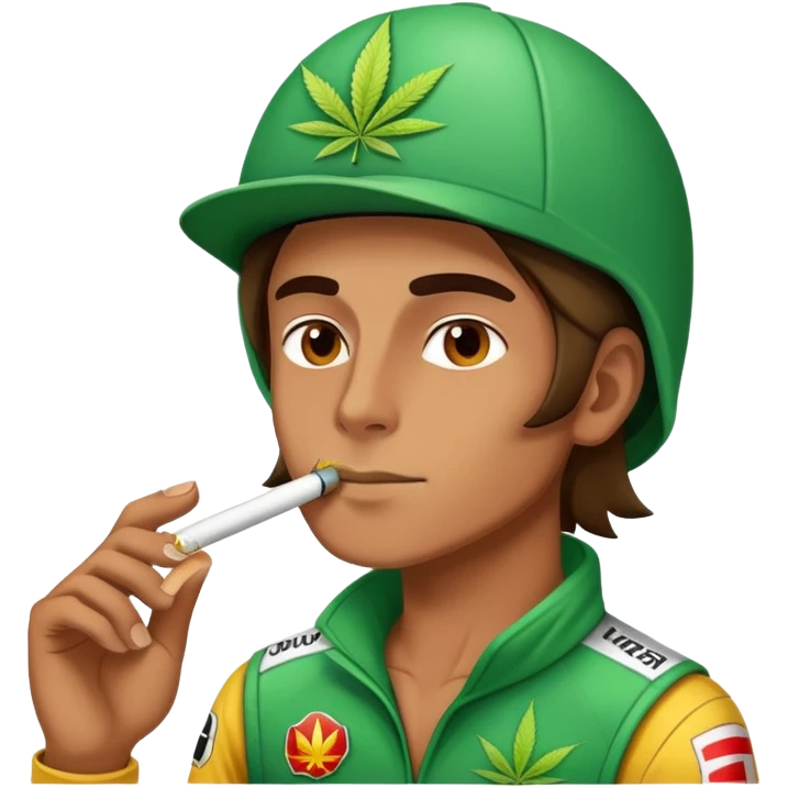 The racer smokes marijuana emoji