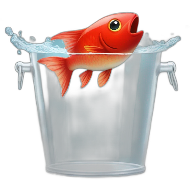 red fisch in a big transparent champagne bucket emoji