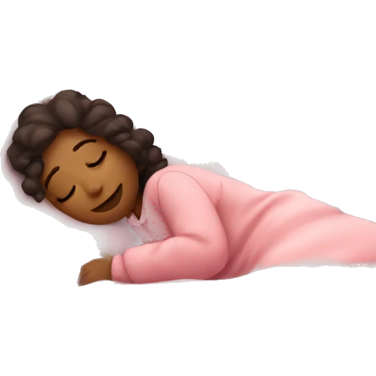 Lady sleeping in pink cozy bed emoji