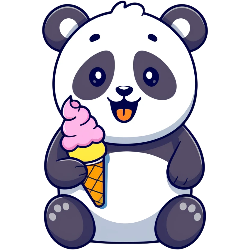 Panda eating ice cream emoji
