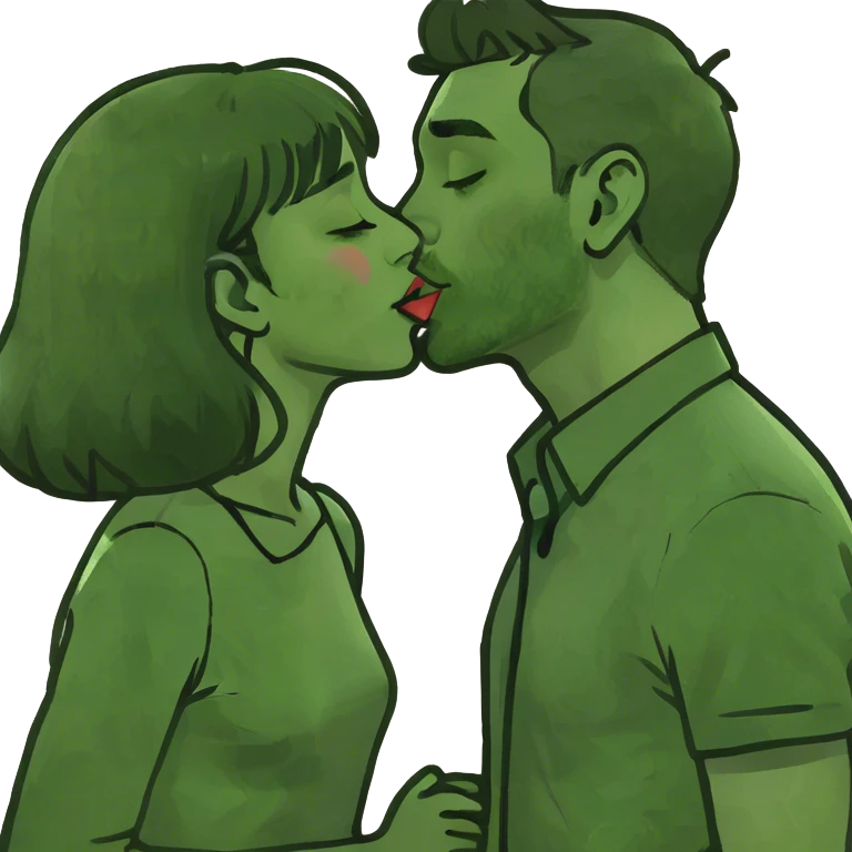 short girl tall guy kissing emoji