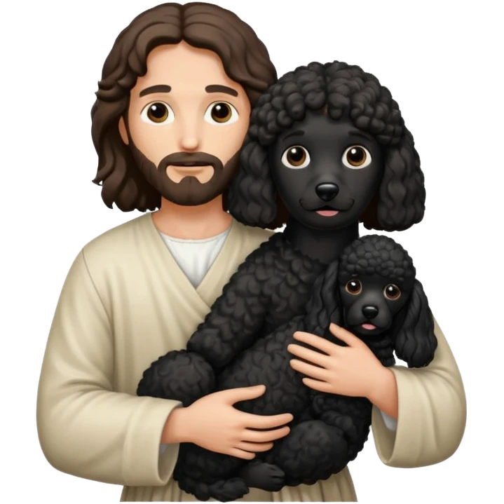 Jesus holding a black poodle  emoji