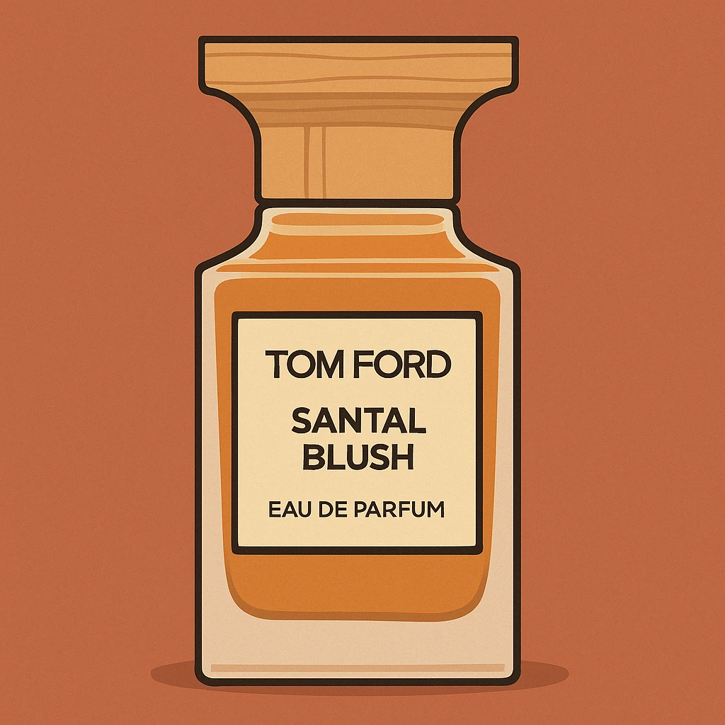 Flat toon style illustration of Tom Ford santal blush perfume  emoji