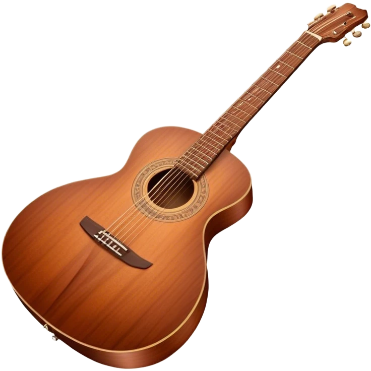Cinematic Realistic Guitar, smooth mahogany body with intricate wood grain, steel strings reflecting soft light, gentle hand positioning on the fretboard, glowing with warmth and musical soul. emoji