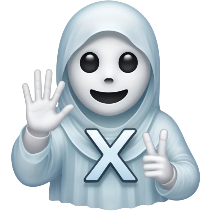 White ghost holding k sign emoji