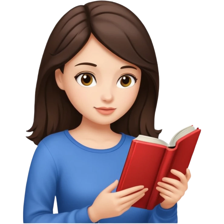 A brunette hair girl reading romance books emoji