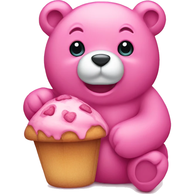 Pink bear with muffin  emoji
