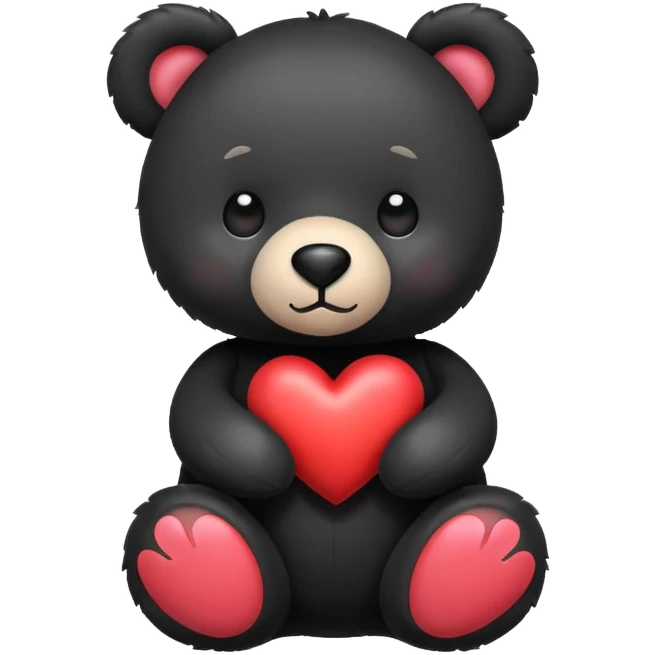 Black stuffed bear with a heart emoji
