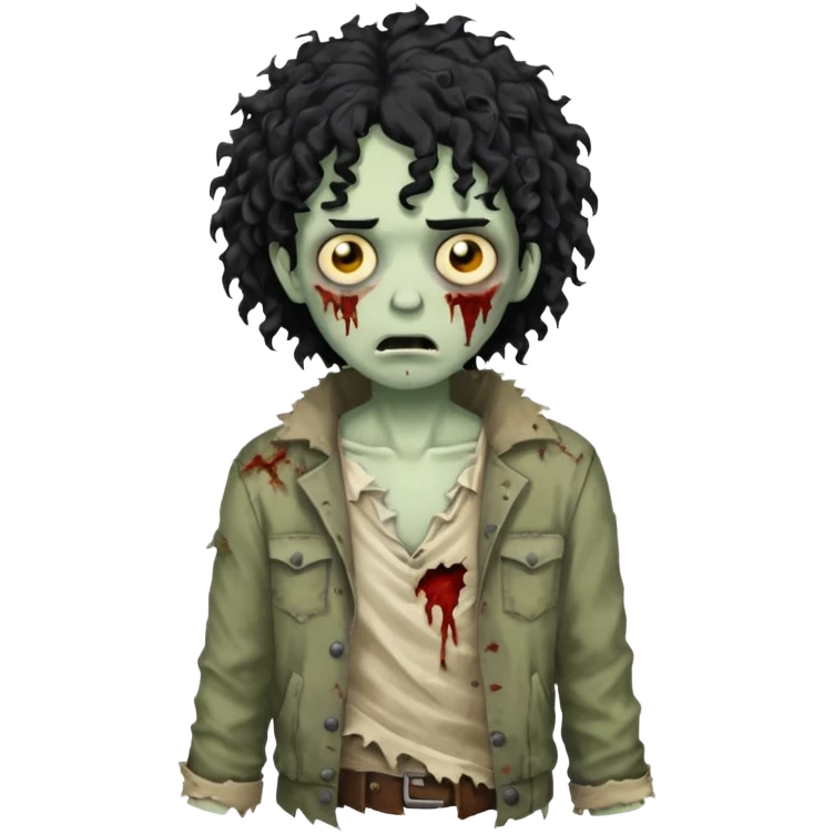 Zumbi com cabelo cacheado preto  emoji