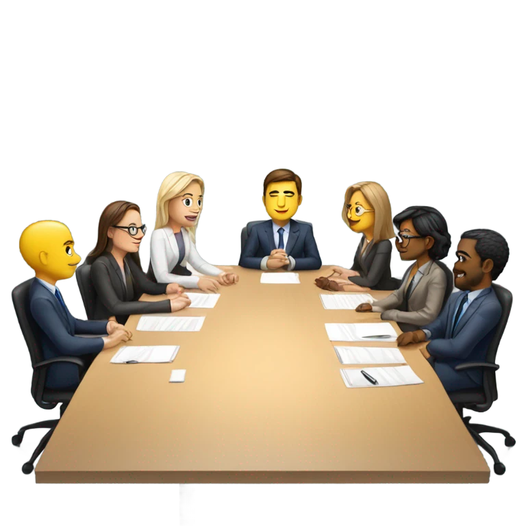 5 people business meeting sitting at a table emoji