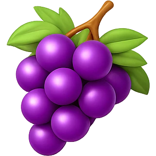 Shrink the grapes emoji further to a much smaller size, keeping the background transparent, in a style consistent with the original emoji look. emoji