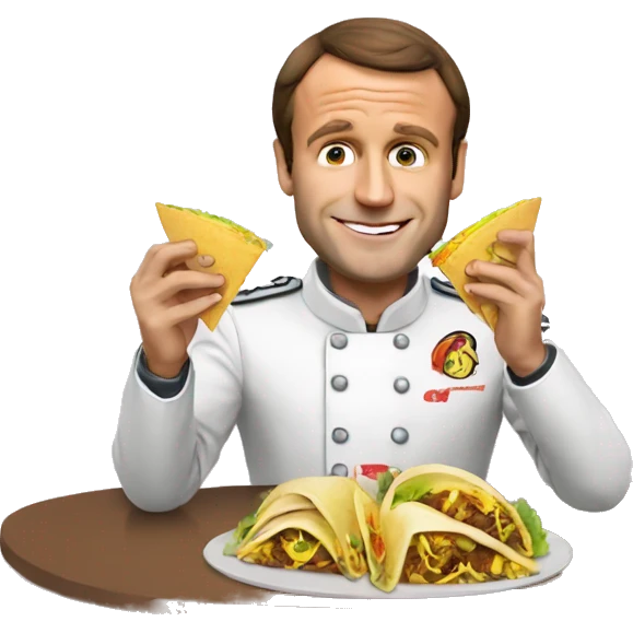 Macron qui mange un tacos emoji