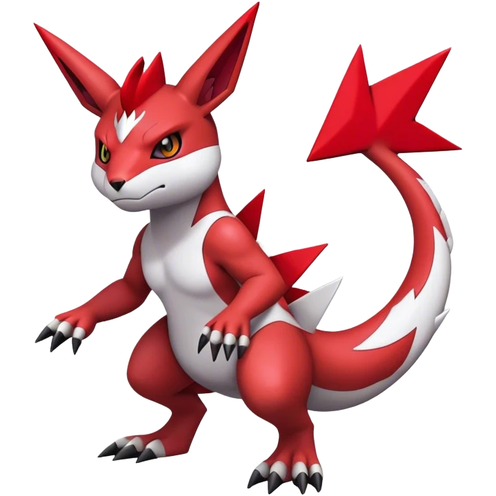 Edgy Cool Beautiful Guilmon-Zangoose, full body emoji
