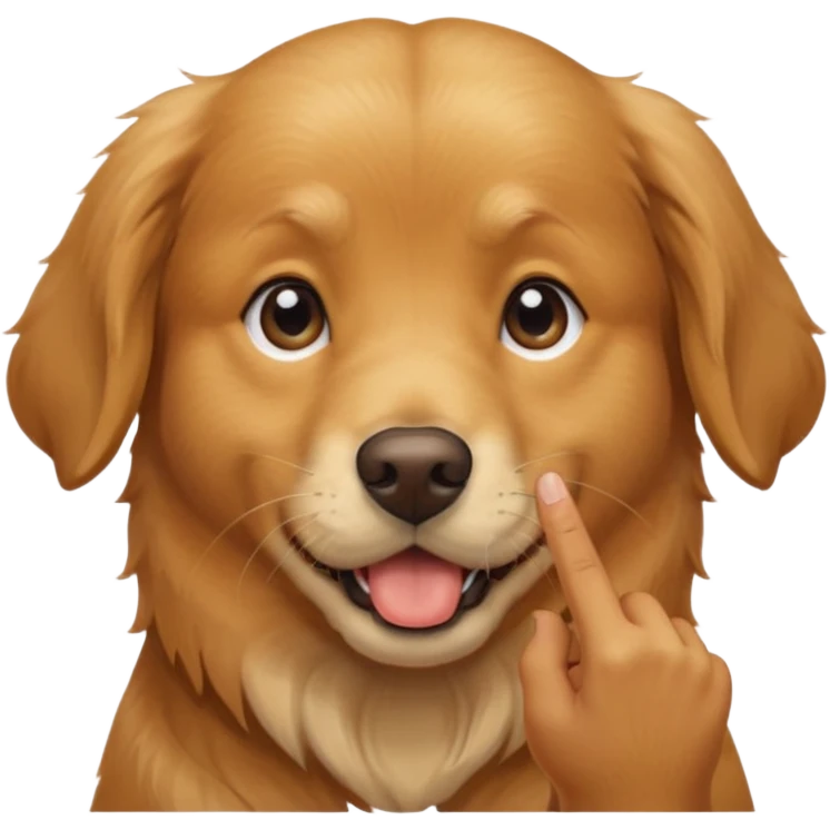 Dog that has a finger on mouth like a hand that indicates to shut up emoji