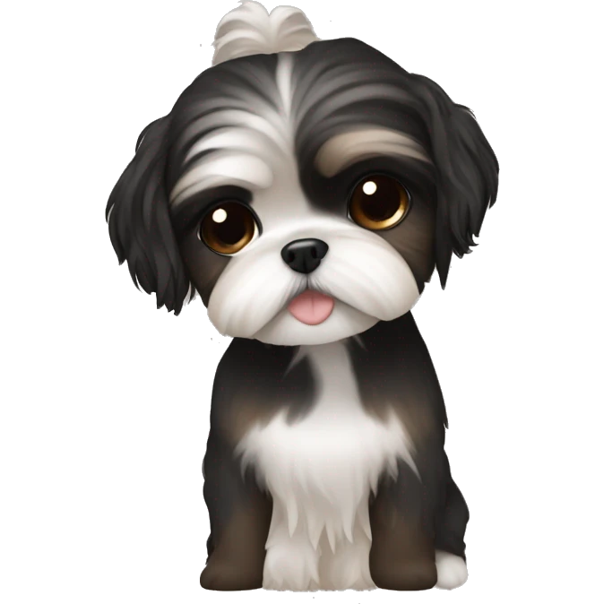 Shih tzu black held by girl with light skin and dem brown hair  emoji