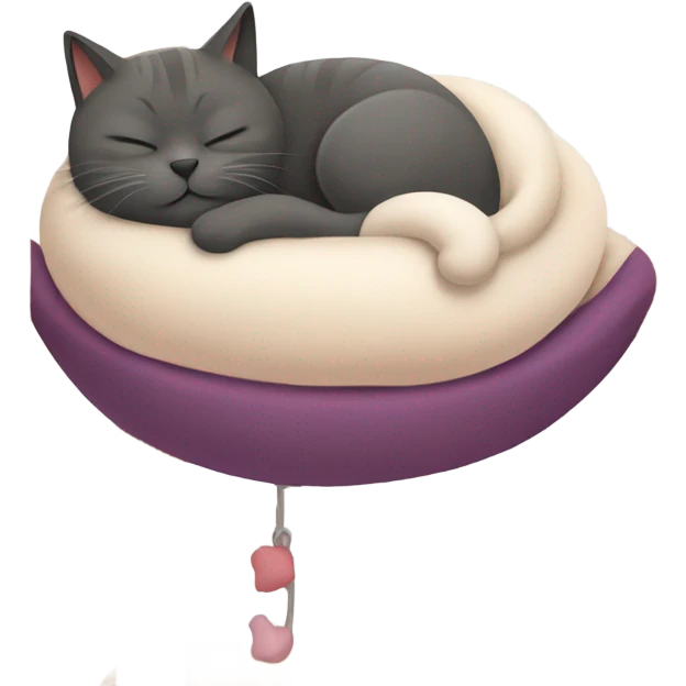 Cat sleeping in a cat tree emoji