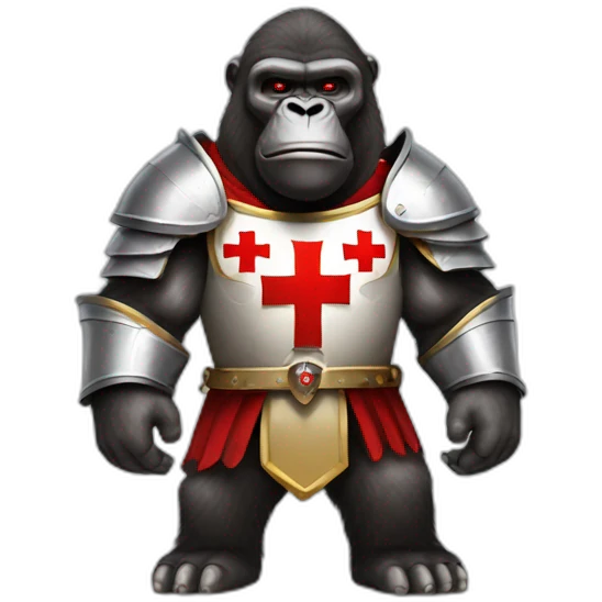 Buff Gorilla wearing a Knight Crusader armor with the holy red Cross emoji