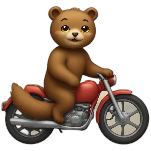 little bear riding on a cat emoji