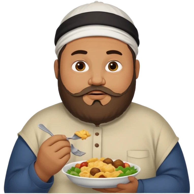 fat muslim man eating food emoji