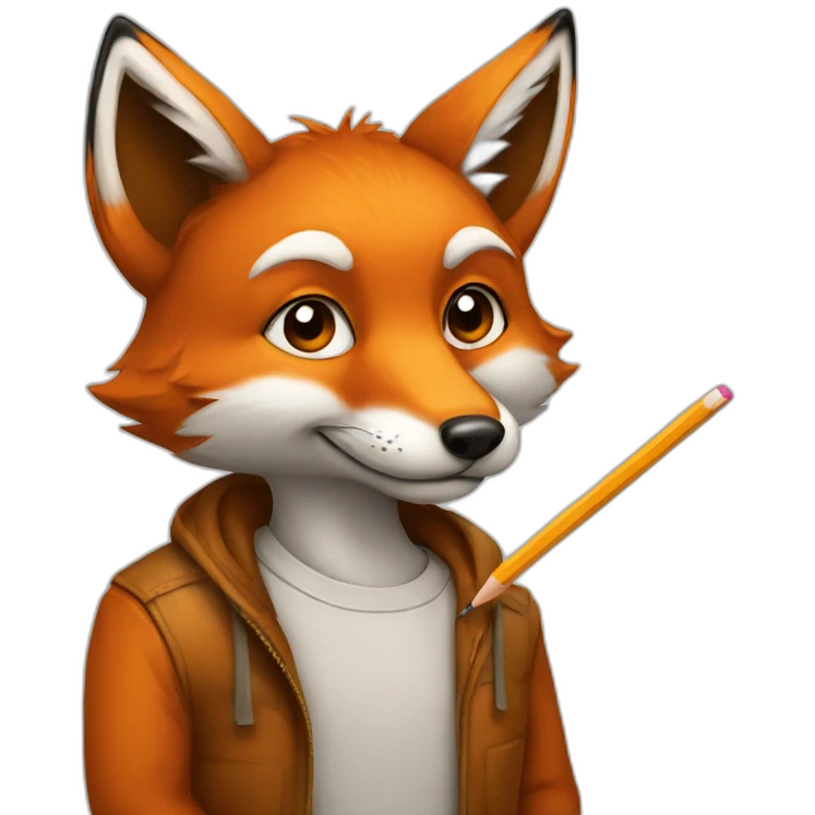 artist fox with a pencil emoji