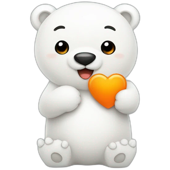 Cute Polar bear holding a orange heart emoji