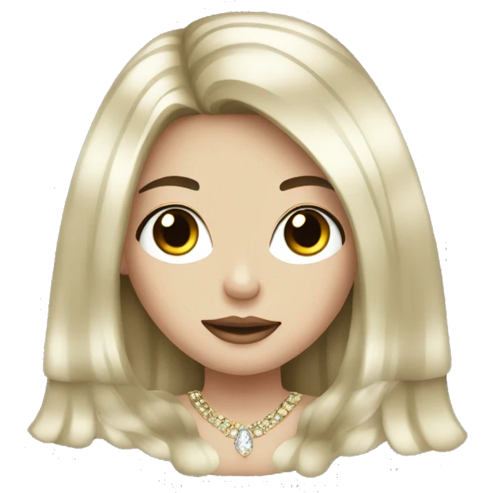 pale girl with long black hair luxury bling emoji