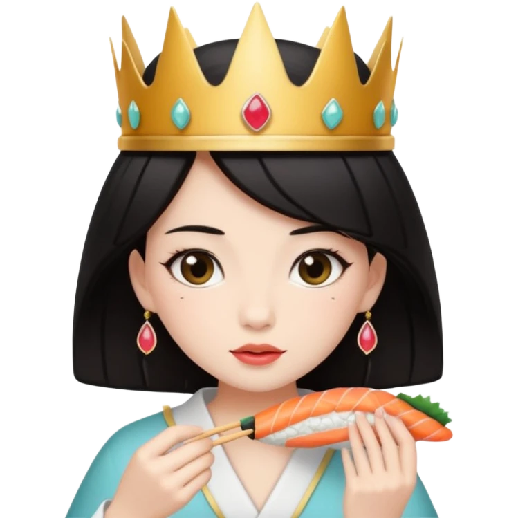 czarnowłosa ksieżniczka je sushi emoji