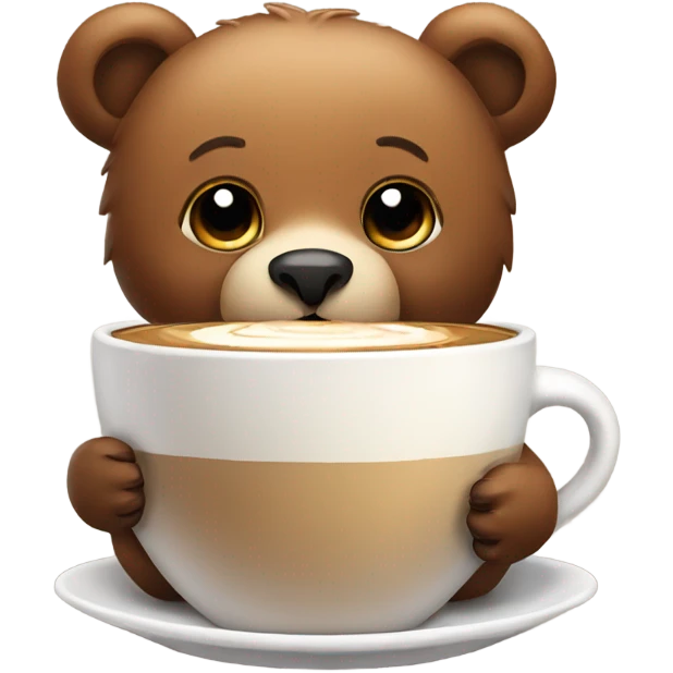 Cute bear drinking hot coffee emoji