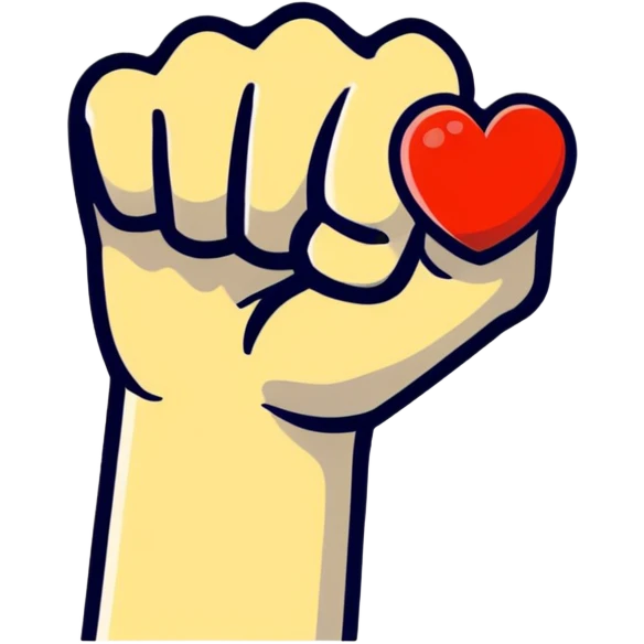 fist icon with a small heart floating above it, clean and modern emoji
