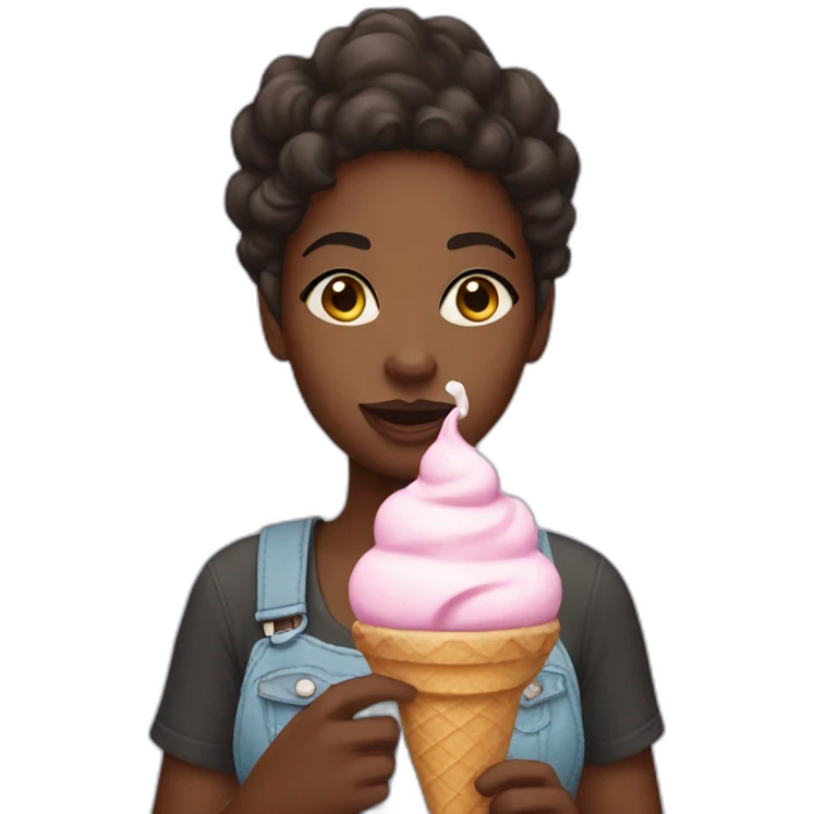 Black girl with ice cream emoji
