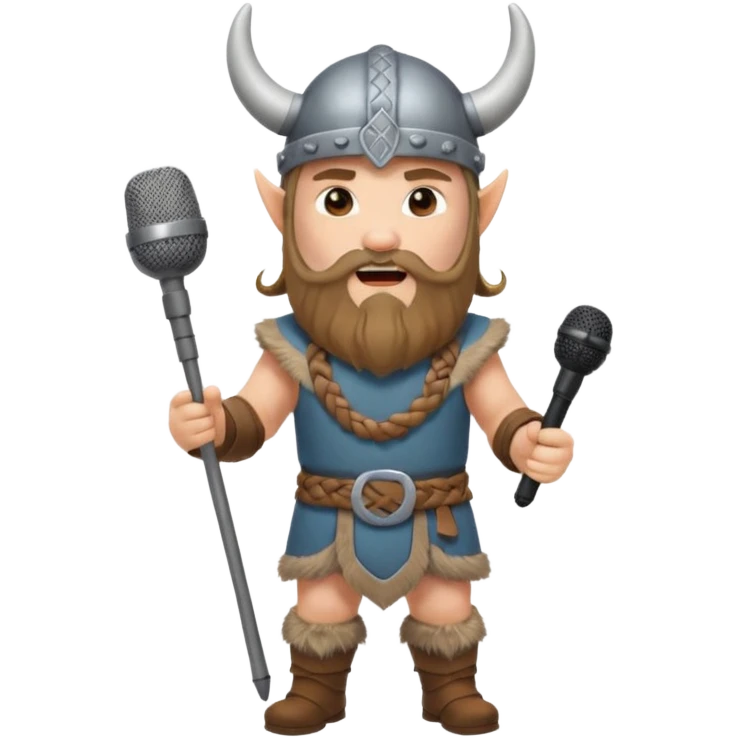 viking singing with micro, full body emoji