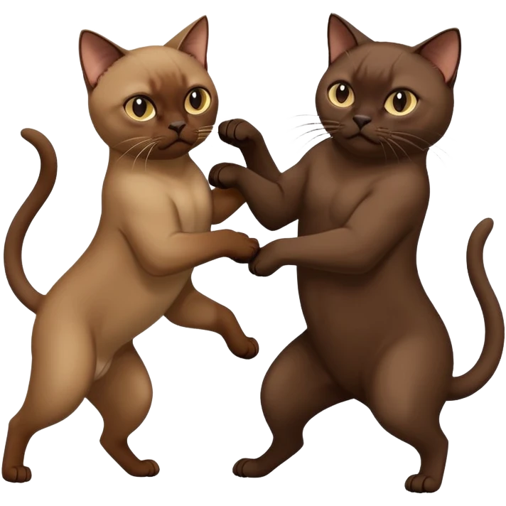 Dark brown Burmese cat fighting with beige Burmese cat emoji