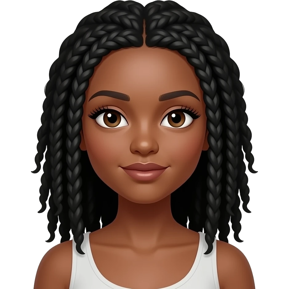 brown skin girl with black locs and  eyelashes emoji