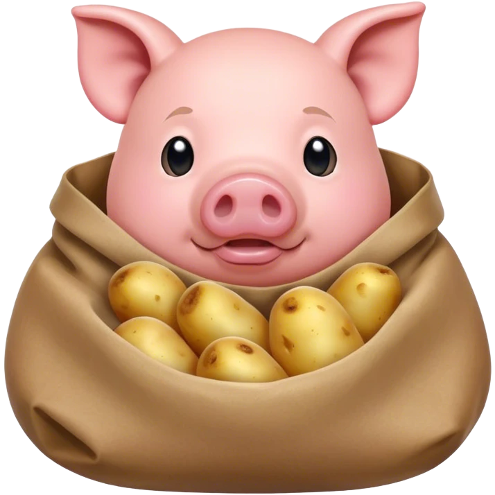 Pig in a bag of potatoes emoji