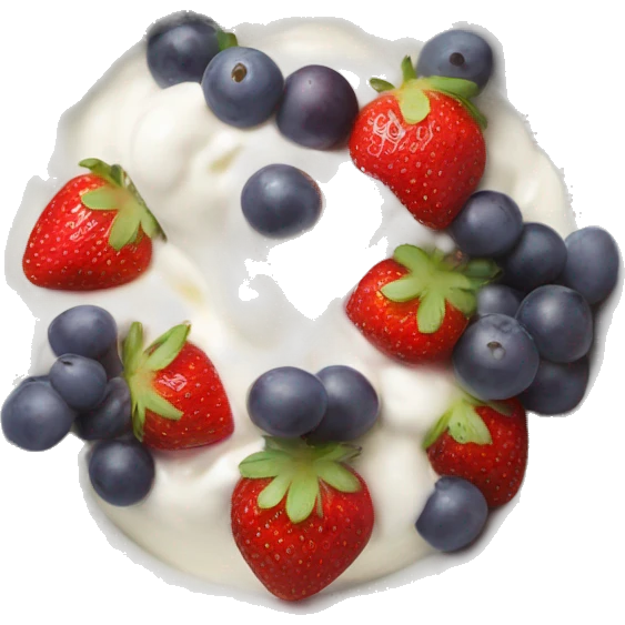 fruit yogurt bowl with strawberries and grapes emoji