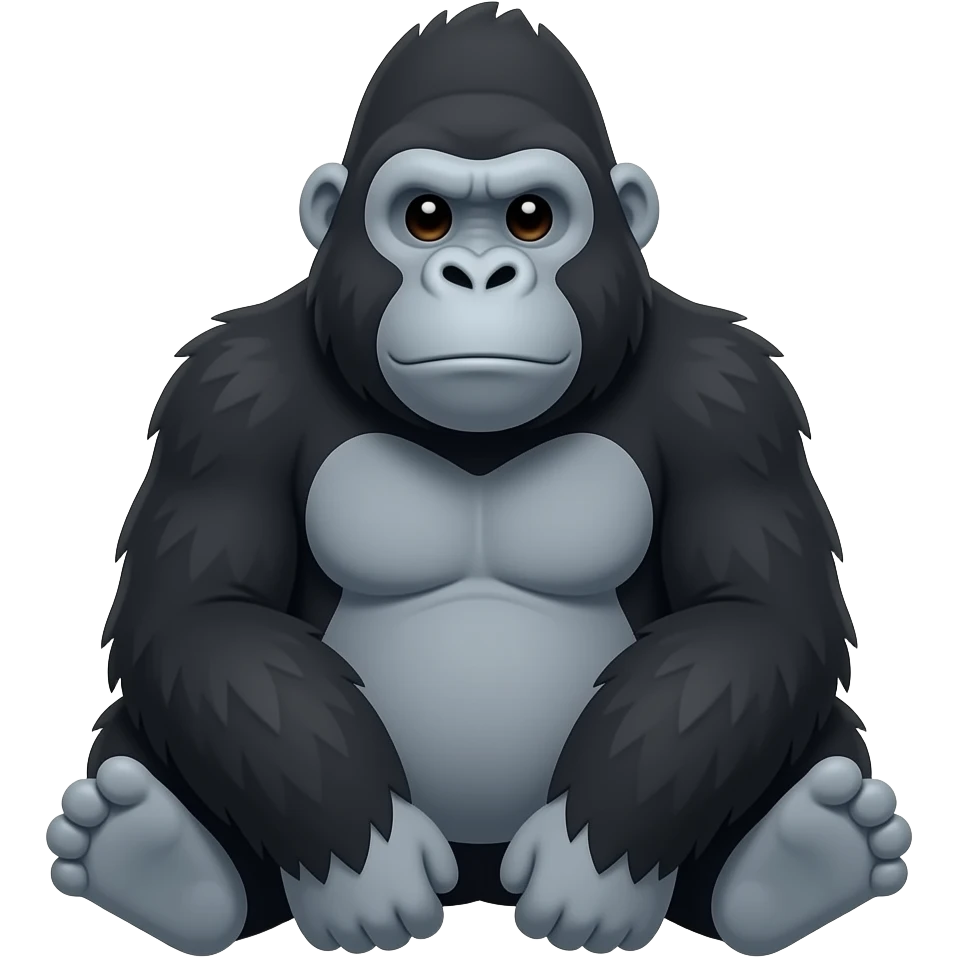 Cartoon gorilla sits emoji
