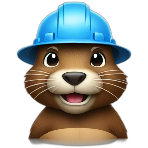 A beaver with a construction hat emoji