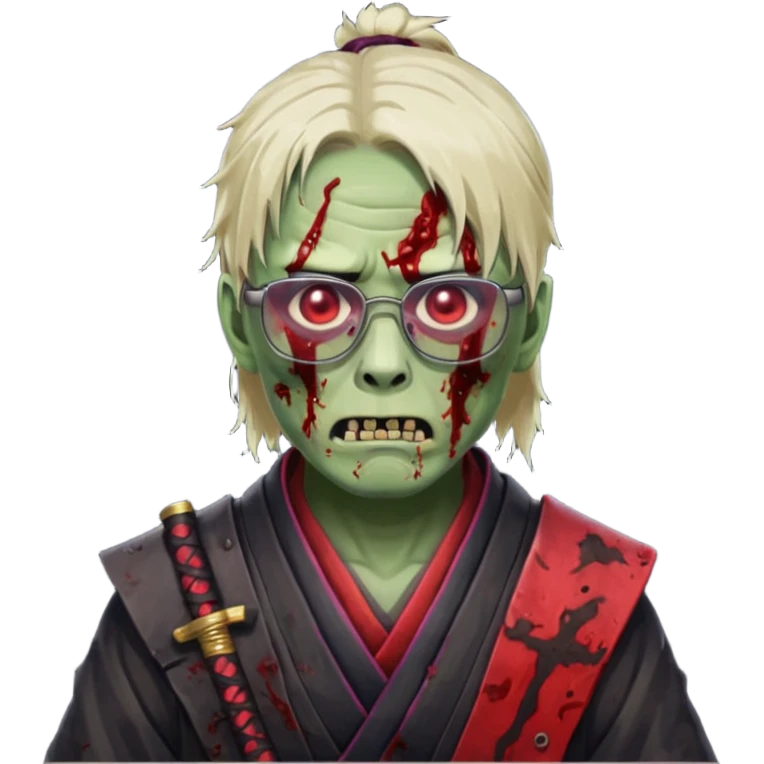zombie samurai with glasses emoji