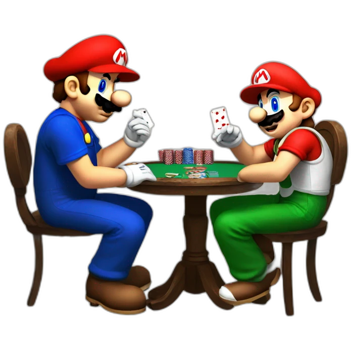 Mario and sonic playing poker emoji