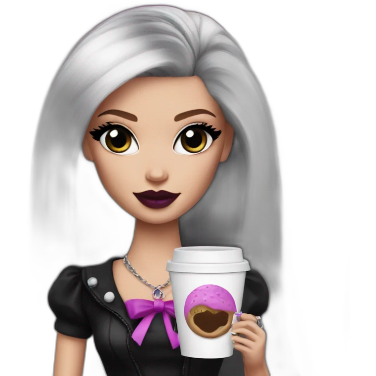 Barbie goth girl coffee emoji